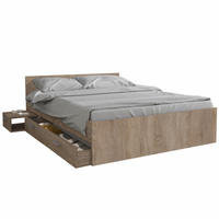 BETT TWIST mit Nachttisch und Schublade/ Bett 140x190 - Gebleichte Eiche Dekor - Weiß, Holzwerkstoff (140/190cm) - Weber Industries
