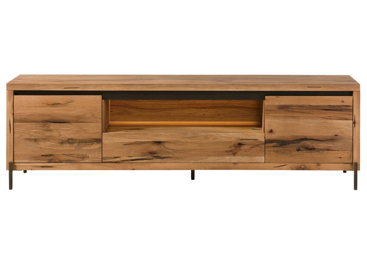 TV-BOARD Wild-/Zerreiche 202x47x60 natur geölt MONTREUX LUX #110 - Naturfarben, Holz (202/60/47cm) - Massivmoebel24