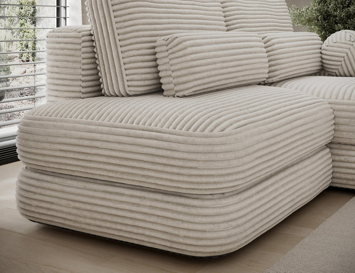 ECKSOFA RIPELI L-Form mit Schlaffunktion & Bettkasten – Modernes 3-Sitzer Sofa, Wellenfederung, 217 × 175 cm - Beige/Schwarz, Kunststoff (175/217cm) - Wohnideebilder