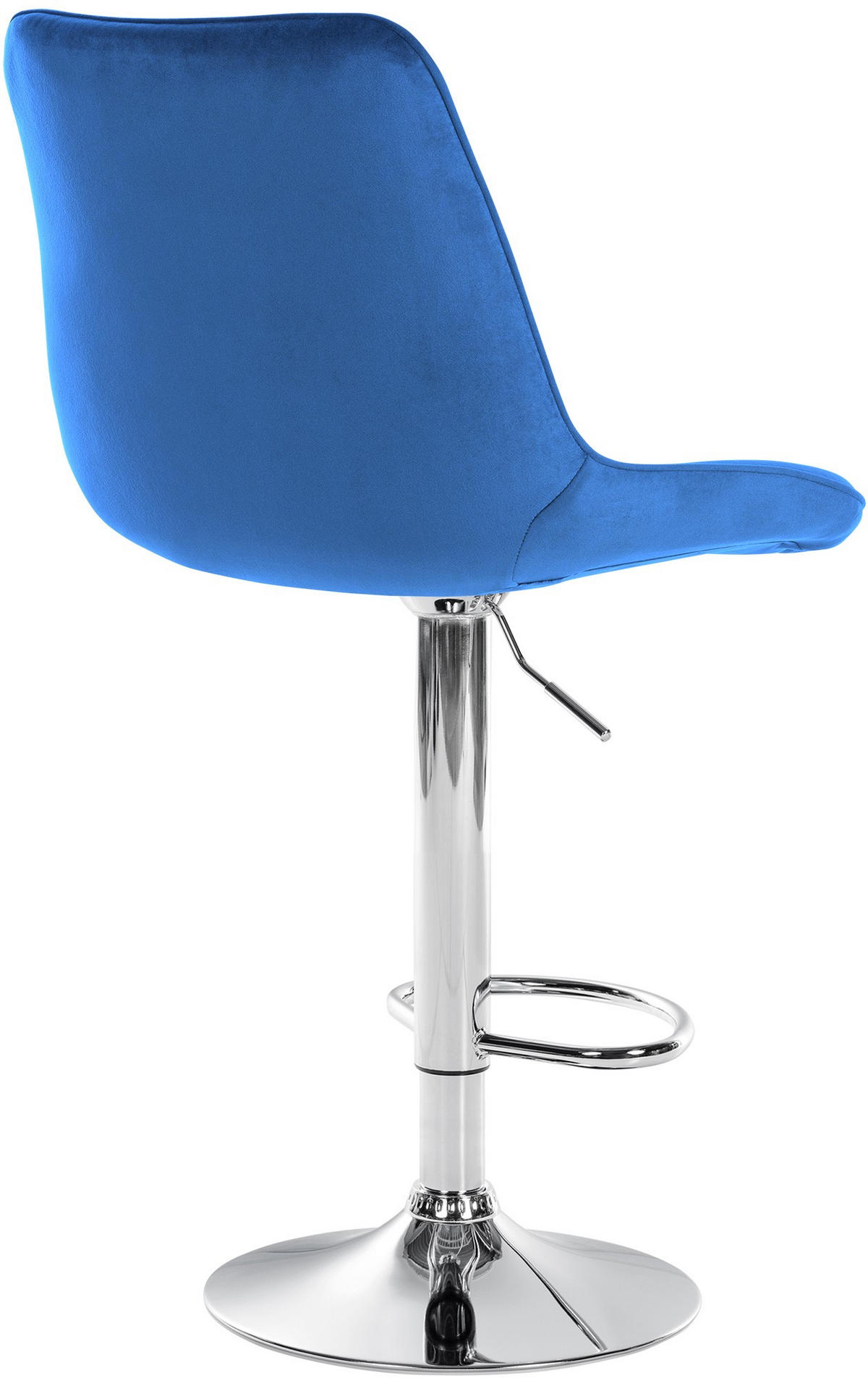 BARHOCKER RIO Blau Samt Chrom - Blau, Textil/Metall (49.5/91/50cm) - DELUKE