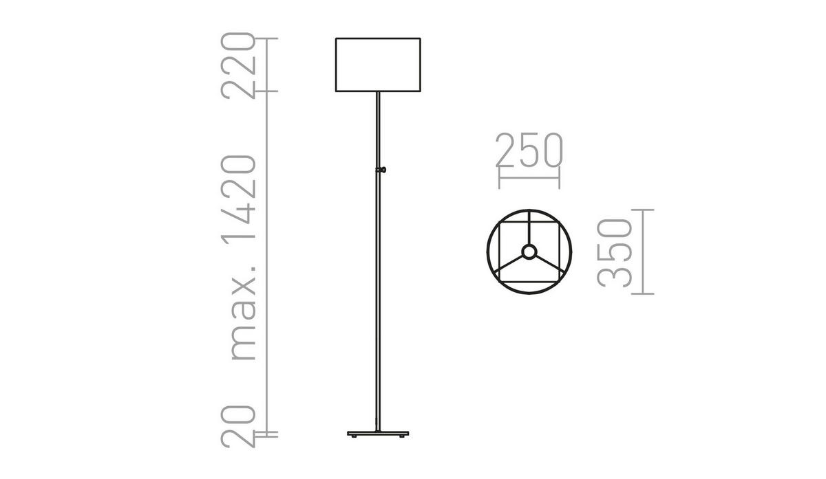 STEHLEUCHTE EDIKA Mattnickel 15 W - Braun, Metall (25/25/160cm) - Rendl