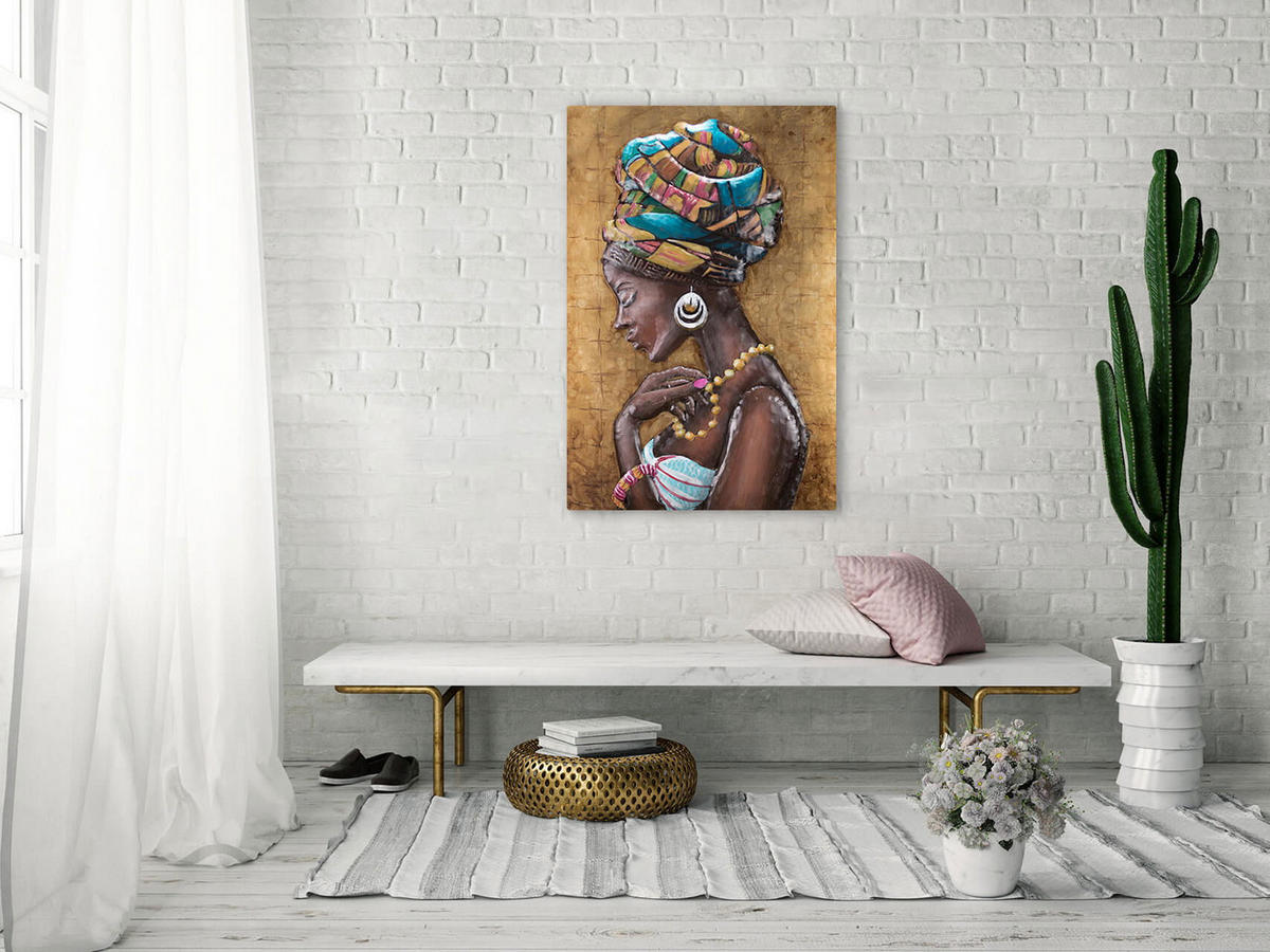 METALLBILD Bunt 60/90 cm - Goldfarben/Multicolor, Metall (4/90cm) - KUNSTLOFT
