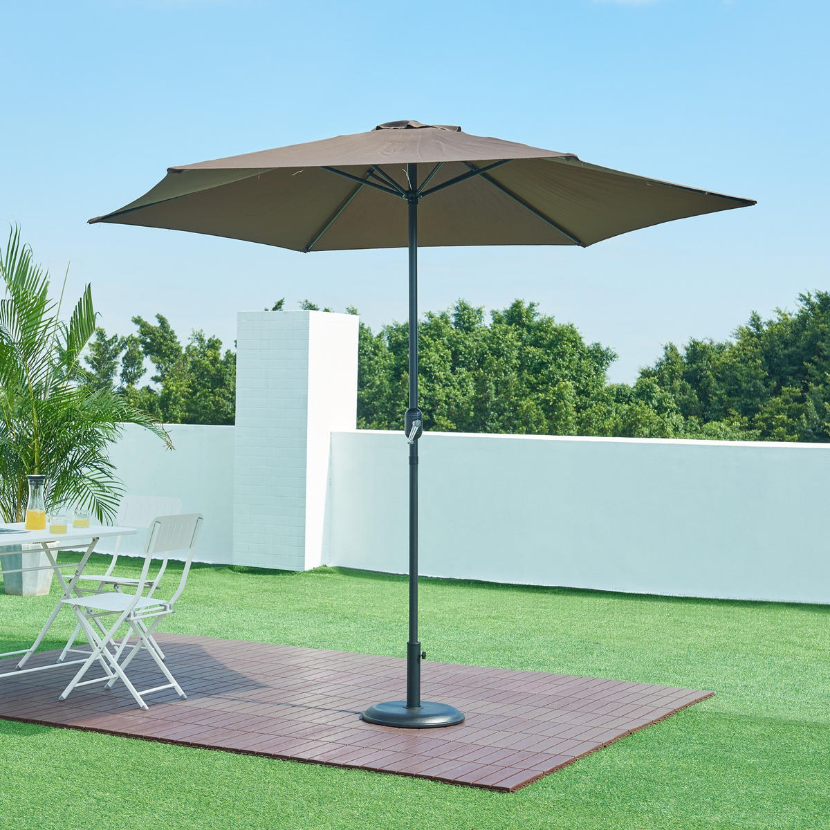 SONNENSCHIRMSTÄNDER Bionaz - Schwarz, Stein (45/45cm) - casa.pro
