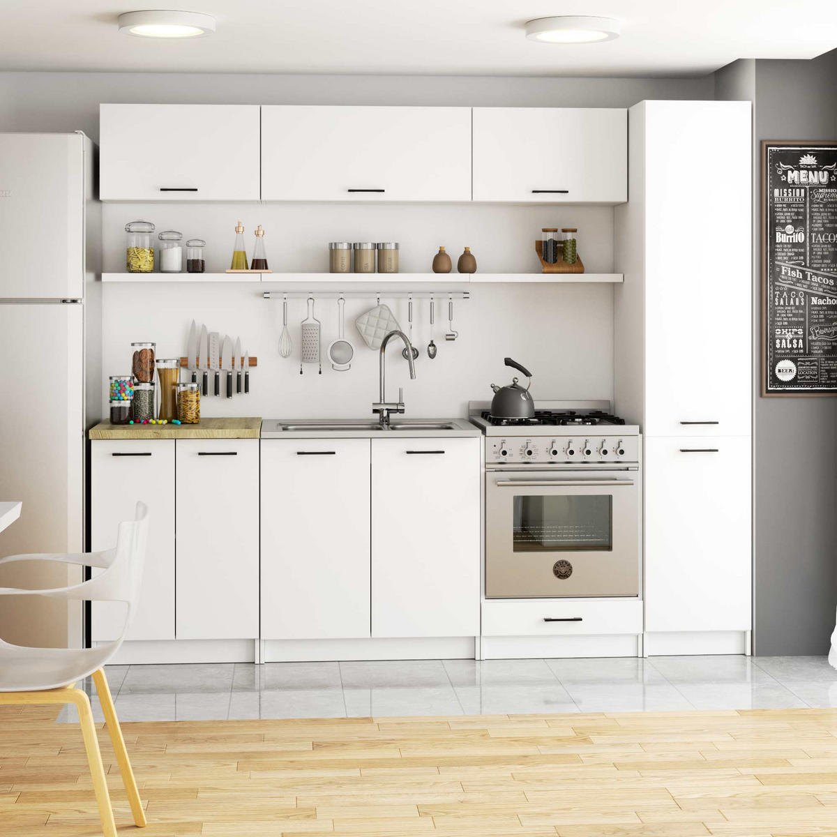 DULAP ÎNALT Alb, Alb 205/40/57 - alb, compozit lemnos (40/205/57cm) - RAUMHIRSCH FURNITURE