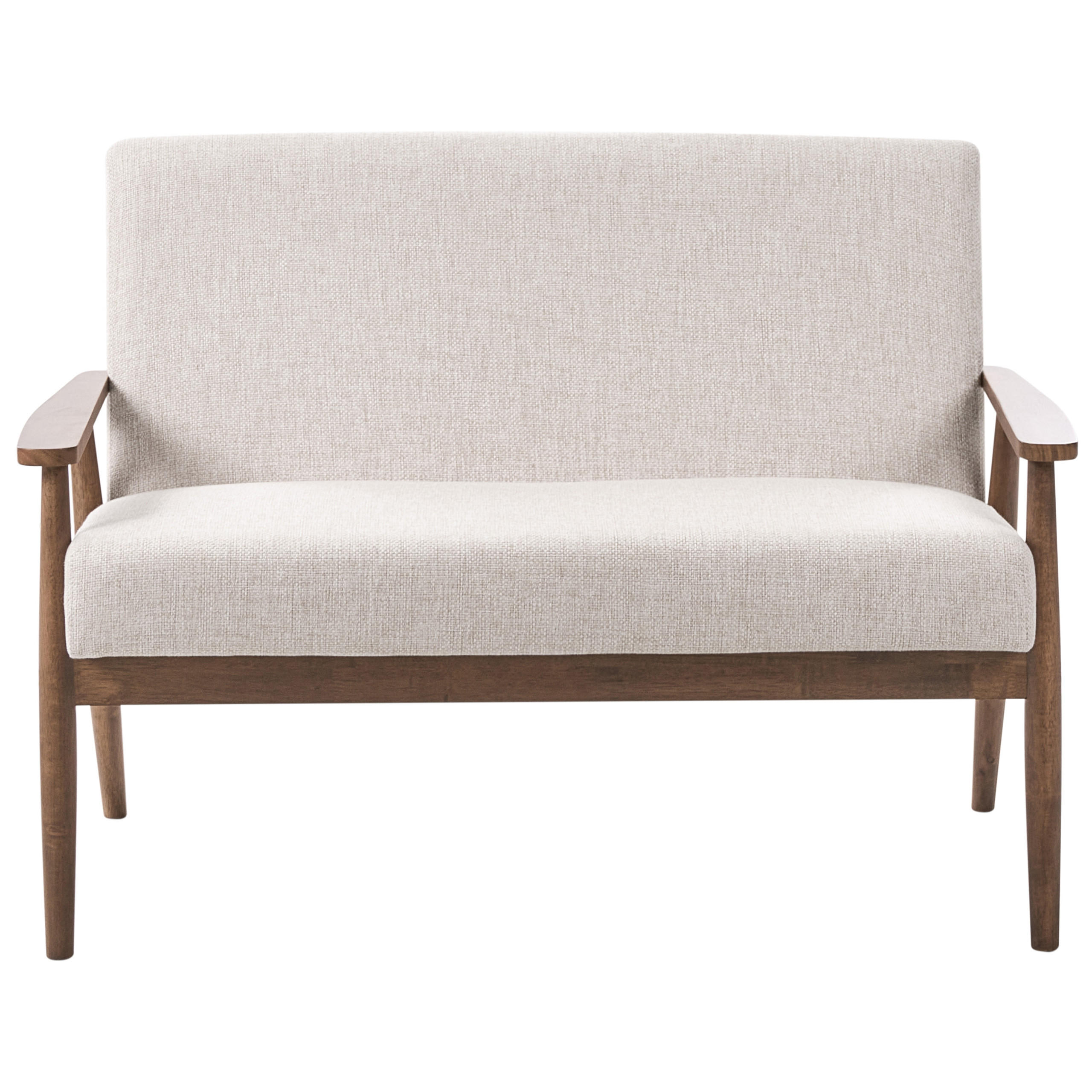 SOFA 2-Sitzer Dunkelbraun/Beige Esrum - Beige/Dunkelbraun, Holz/Textil (111/79/72cm) - Beliani