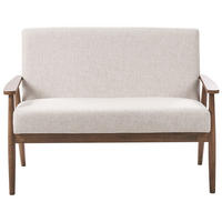SOFA 2-Sitzer Dunkelbraun/Beige Esrum - Beige/Dunkelbraun, Holz/Textil (111/79/72cm) - Beliani