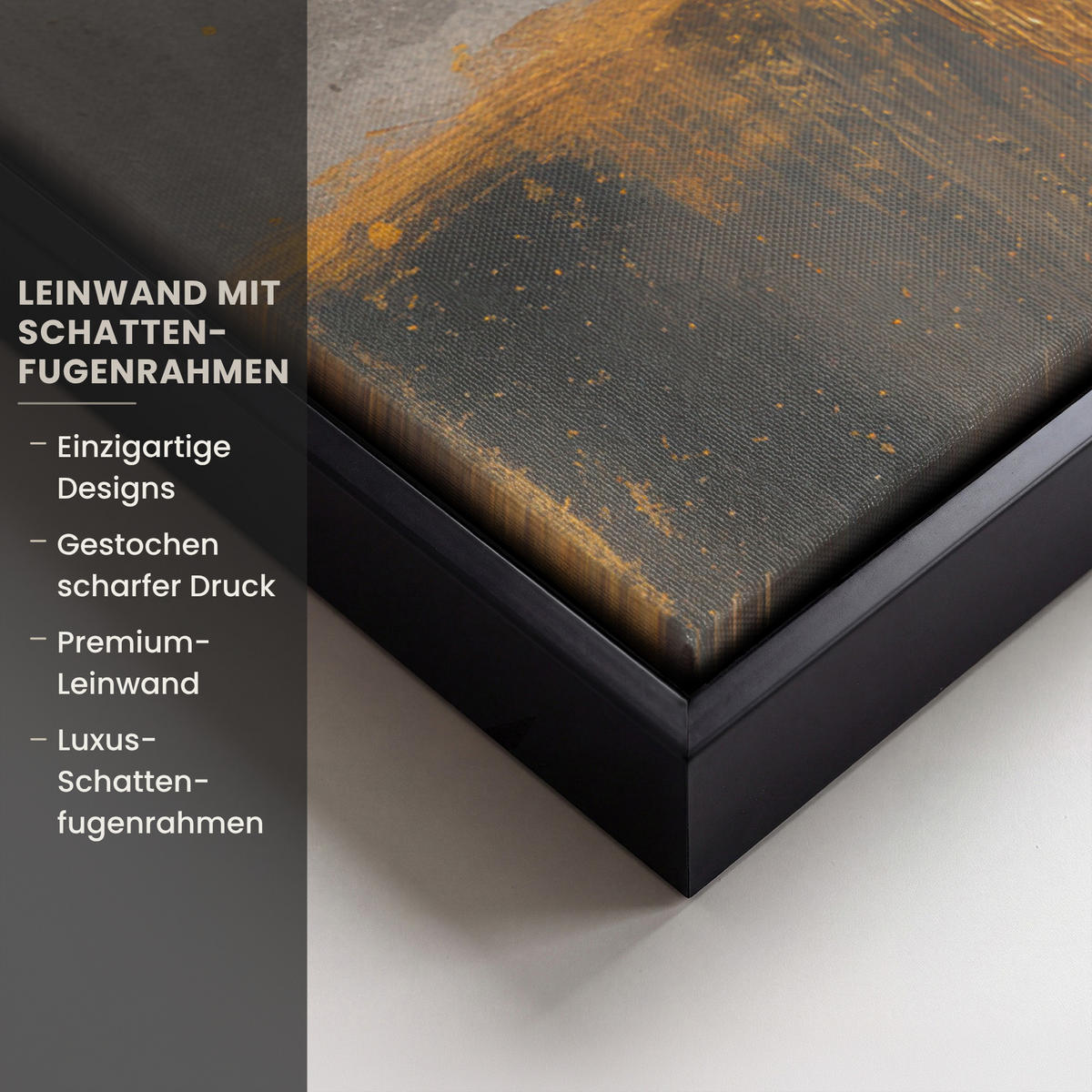 LEINWAND Bilder mit Rahmen - Baum - Blätter - Gold - Abstrakt - 100x70 - Grau, Textil (100/70cm) - MuchoWow