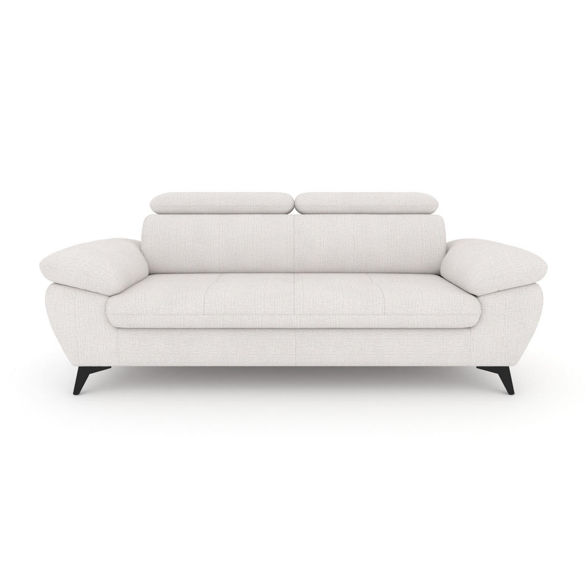 3-SITZER Karlstad Chenille Beige verstell. Kopfstützen B 215 cm - Creme, Kunststoff/Textil (215/84/100cm) - foamnova
