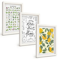 BILDER SET 3er Set - 20x30 cm Weißer Rahmen - Bemalte Zitronen-Küchenkräuter - Weiß, Kunststoff (20/30cm) - TULUP
