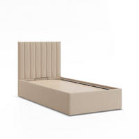 POLSTERBETT MIT KOPFTEIL 90x200 mit Bettkasten POLLA, Beige - Beige, Textil (90/200cm) - Mebligo