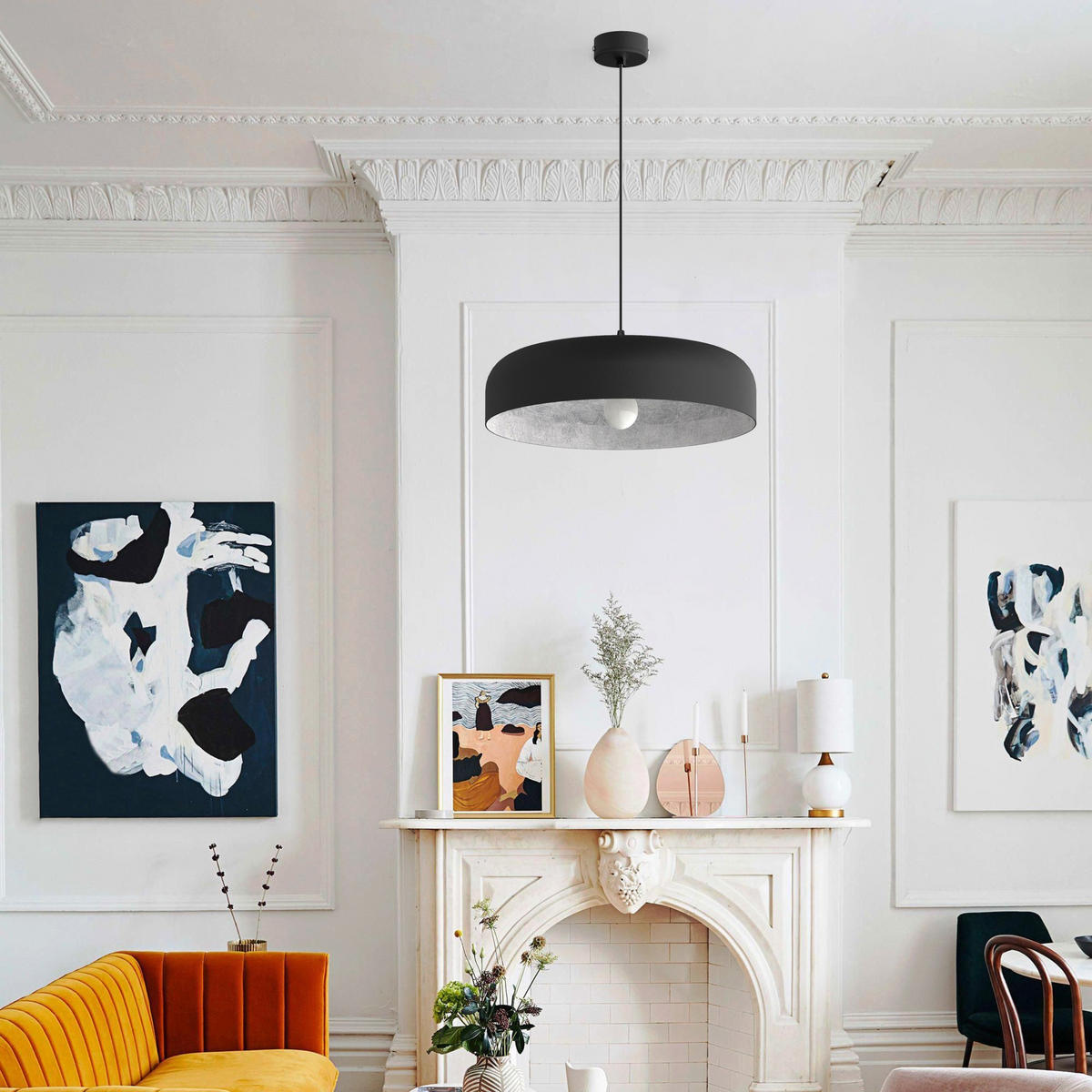 HÄNGELEUCHTE - Schwarz, Metall (40/40/12cm) - Lumicom