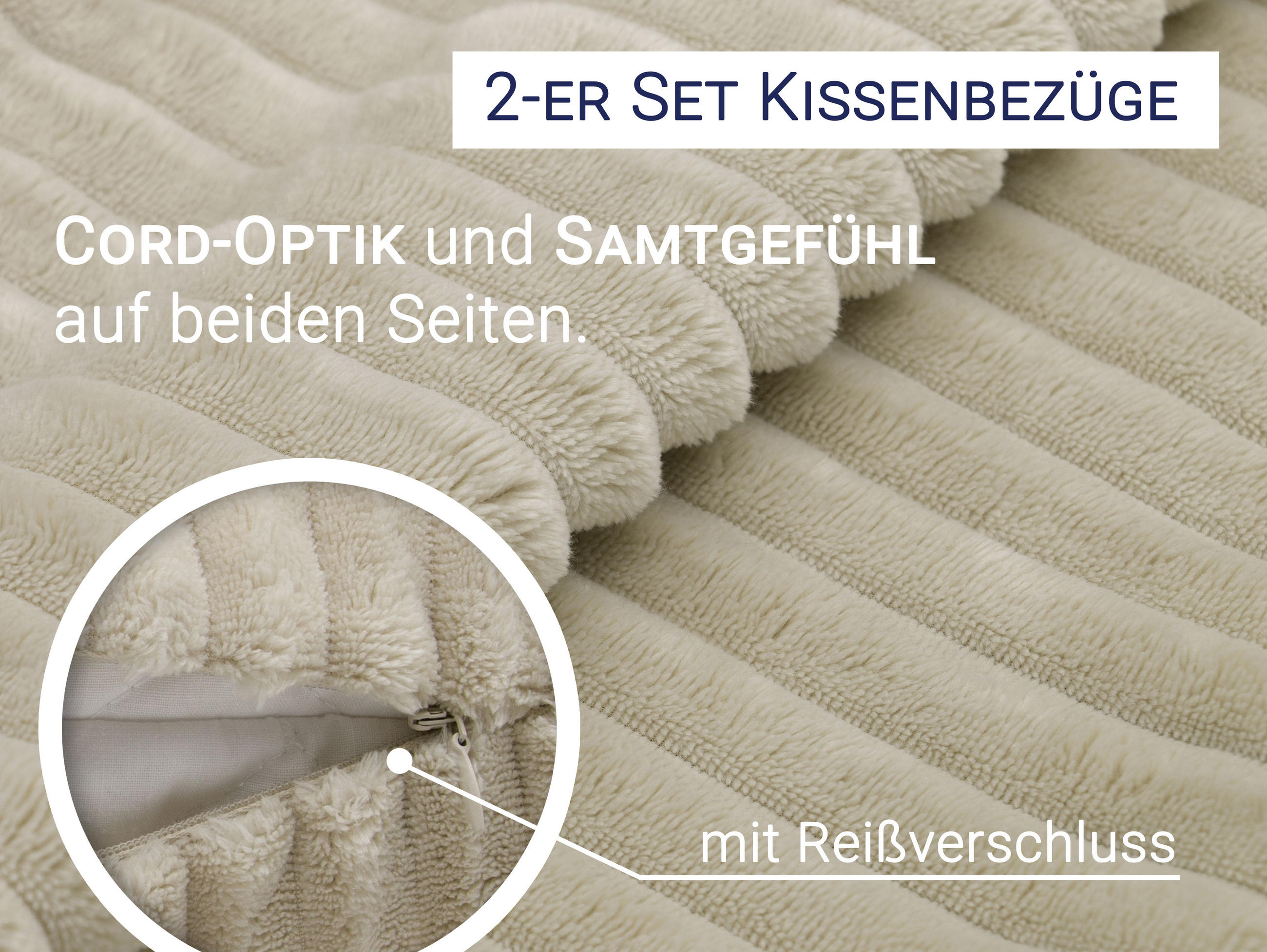 KISSENBEZUG, 2er-Set, 40 x 40 cm, 100% Polyester, Beige - Beige, Textil (40/40cm) - Zollner