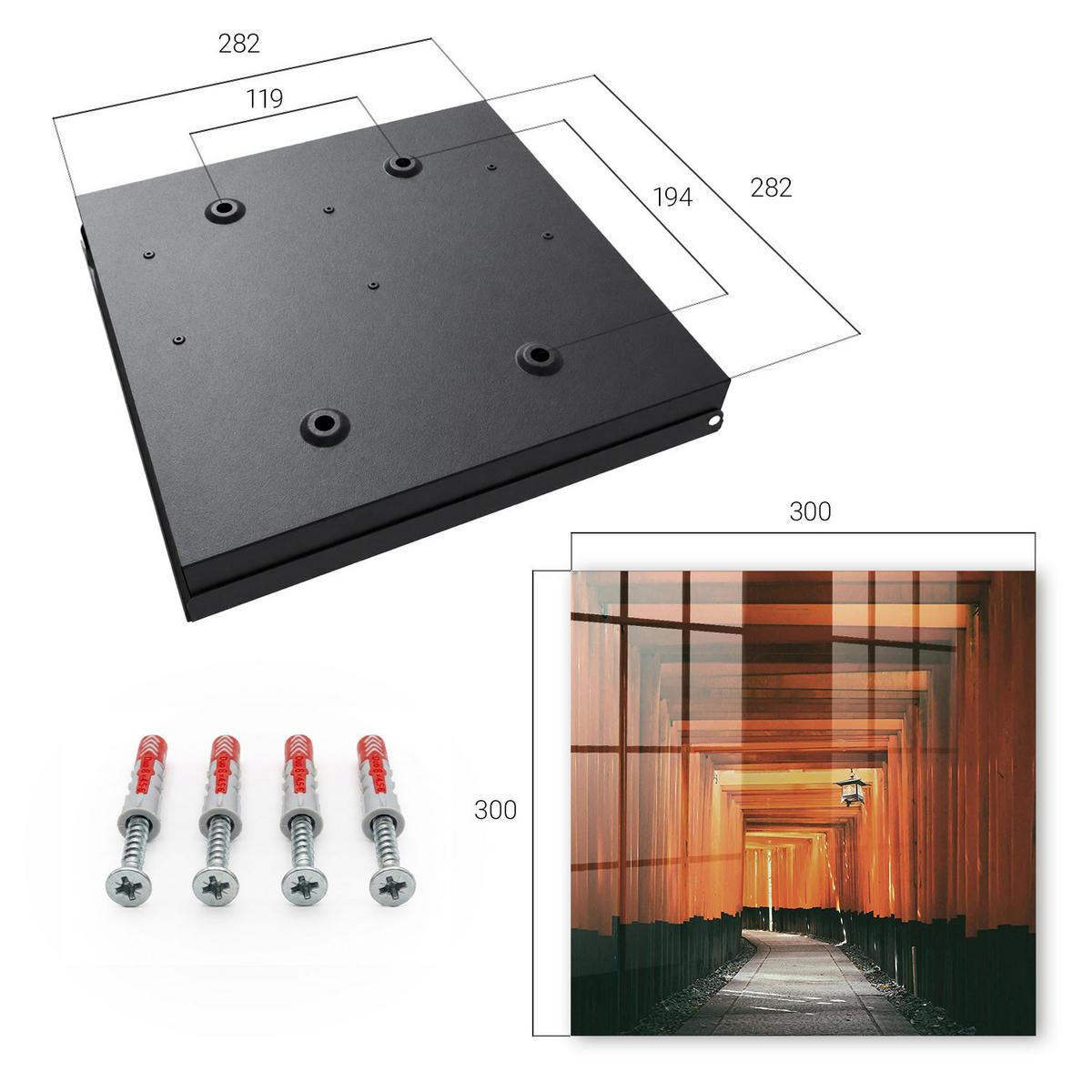 SCHLÜSSELBOX Schwarz 30x30 cm- Türöffnung nach rechts - Gelbe Tore - Gelb, Metall (30/30/5cm) - TULUP