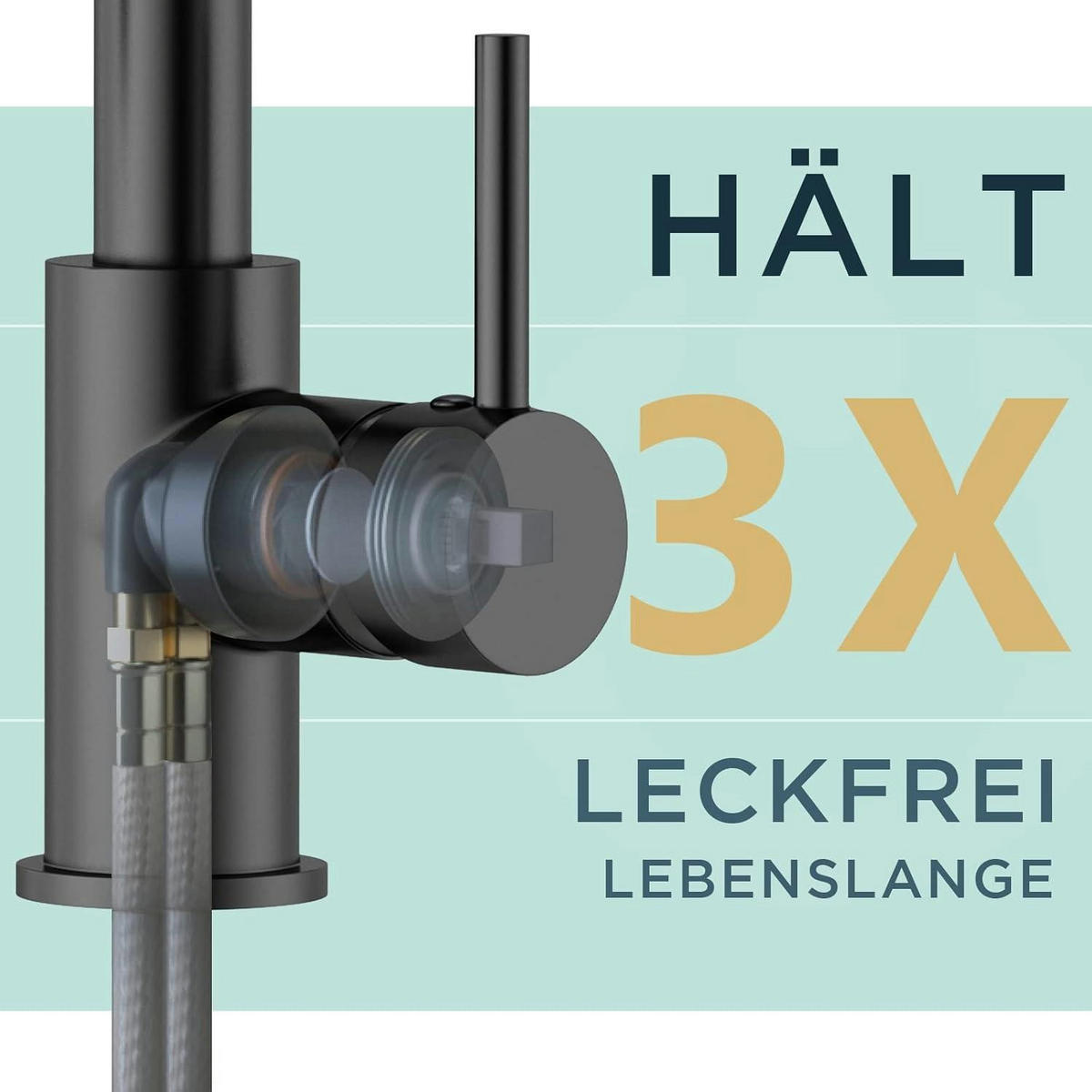 KÜCHENARMATUR Schwarz mit Ausziehbrause und 2 Strahlarten - Schwarz, Metall (5/43/27.5cm)