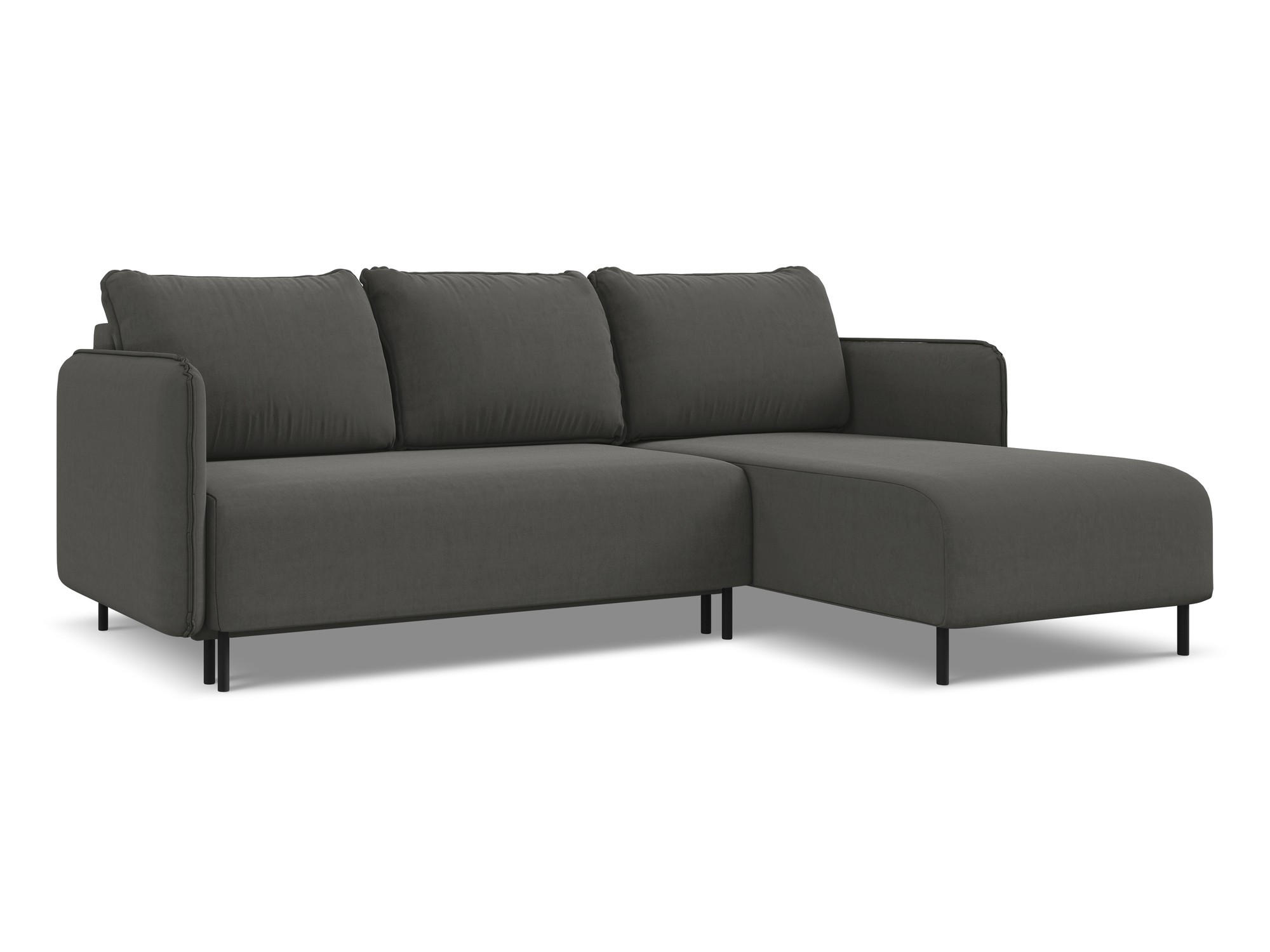 ECKSOFA mit Schlaffunktion Samt Stoff Grau - Dunkelgrau/Schwarz, Holz/Textil (236/162cm) - Makamii
