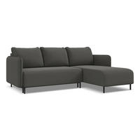 ECKSOFA mit Schlaffunktion Samt Stoff Grau - Dunkelgrau/Schwarz, Holz/Textil (236/162cm) - Makamii