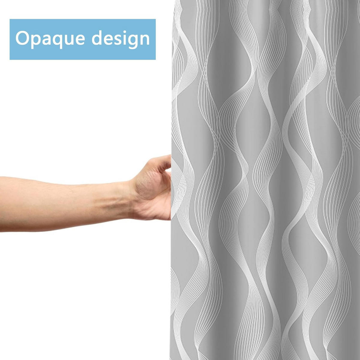 DUSCHVORHANG Grau Polyester waschbar wasserdicht mit Ringen - Grau, Textil (240/200cm) - MCBOSON