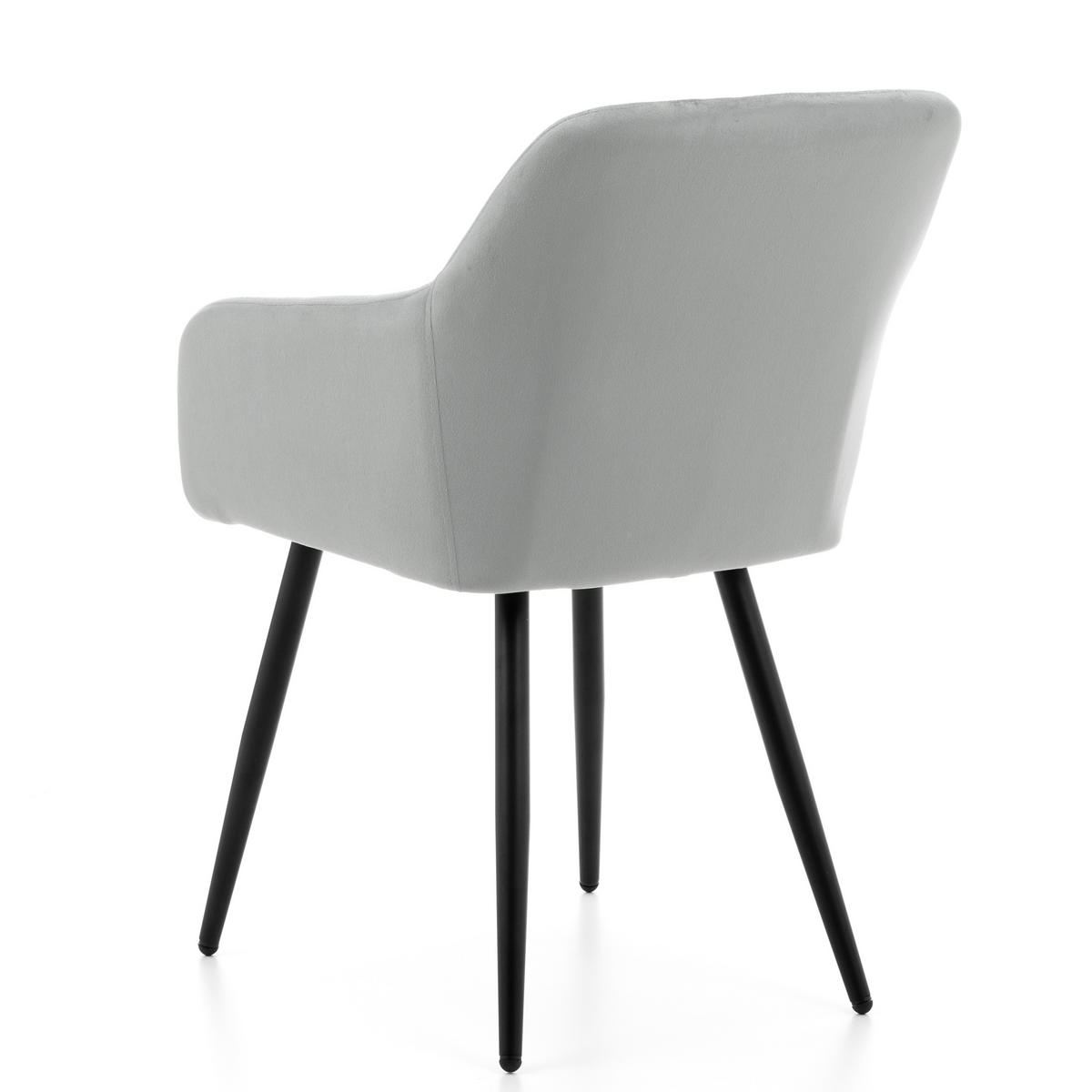 STUHL ORTE gepolstert mit Steppung - hellgrau - Samt Velours - Hellgrau/Schwarz, Textil/Metall (56/85/62cm) - NEW HOME