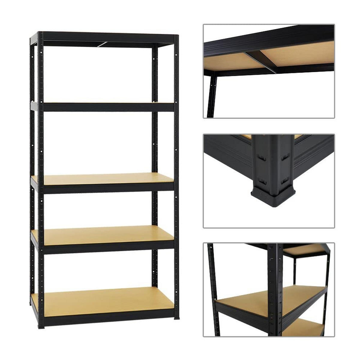 SCHWERLASTREGAL Slim Elephant S 2er-Set mit 2x 180x90x45 cm 5 Ebenen Fachlast 350 kg Schwarz - Schwarz, Metall (180/180/45cm) - PROREGAL