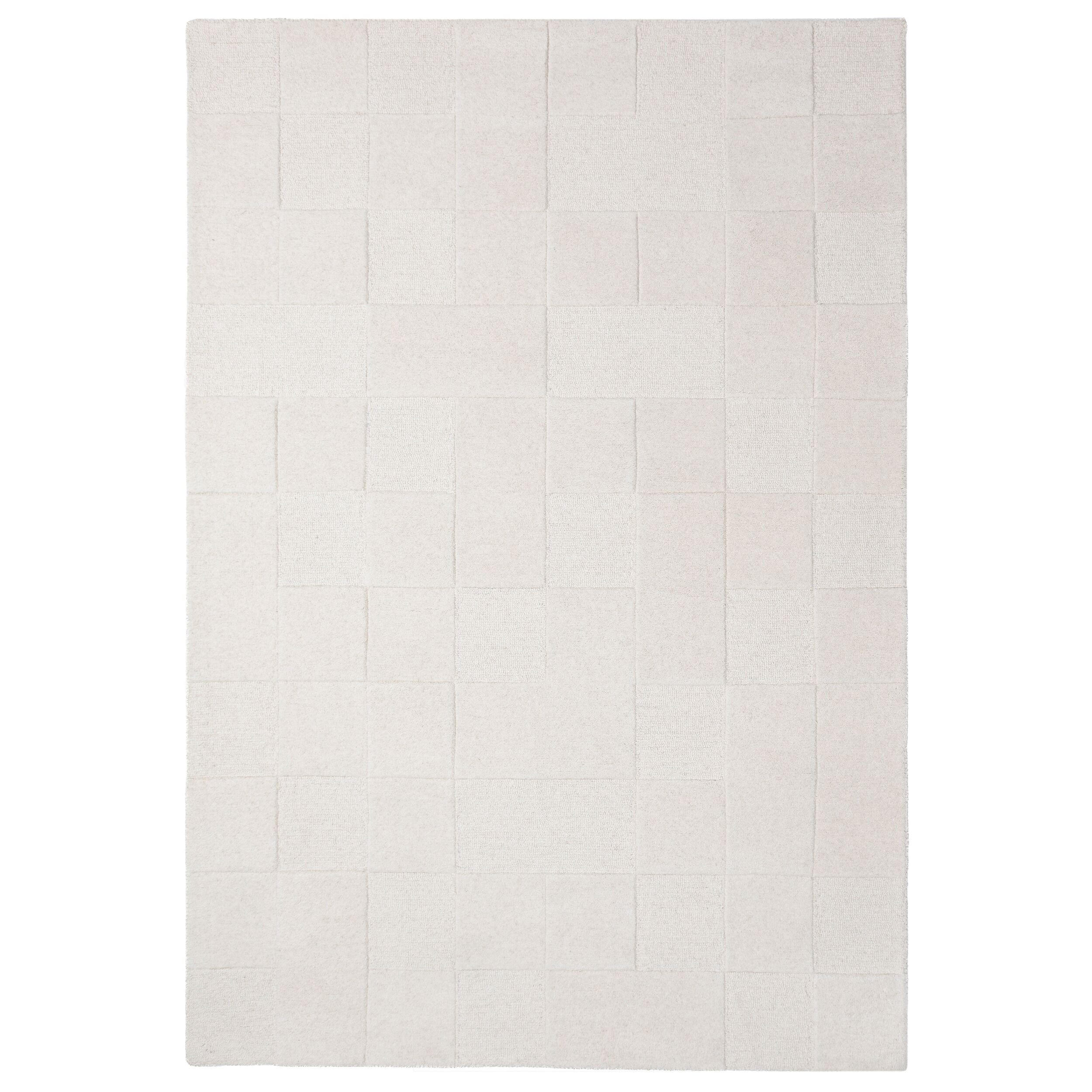 TEPPICH aus Wolle DEBEN in Elfenbein, mit Schachbrettmuster, 160 x 230 cm - Beige, Textil (160/230cm) - KADIMA DESIGN