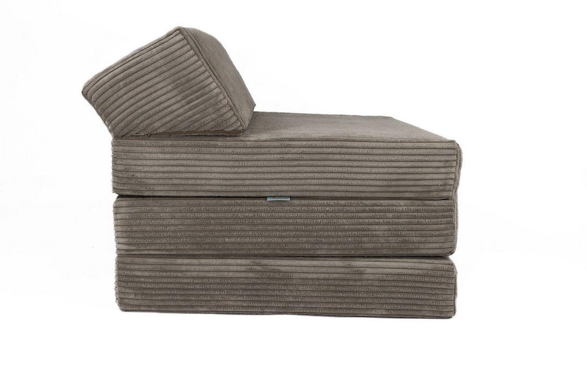 KLAPPMATRATZE MIT KOPFTEIL aus Kuschel-Cord in Braun - Braun, Textil (70/200cm) - Fortisline