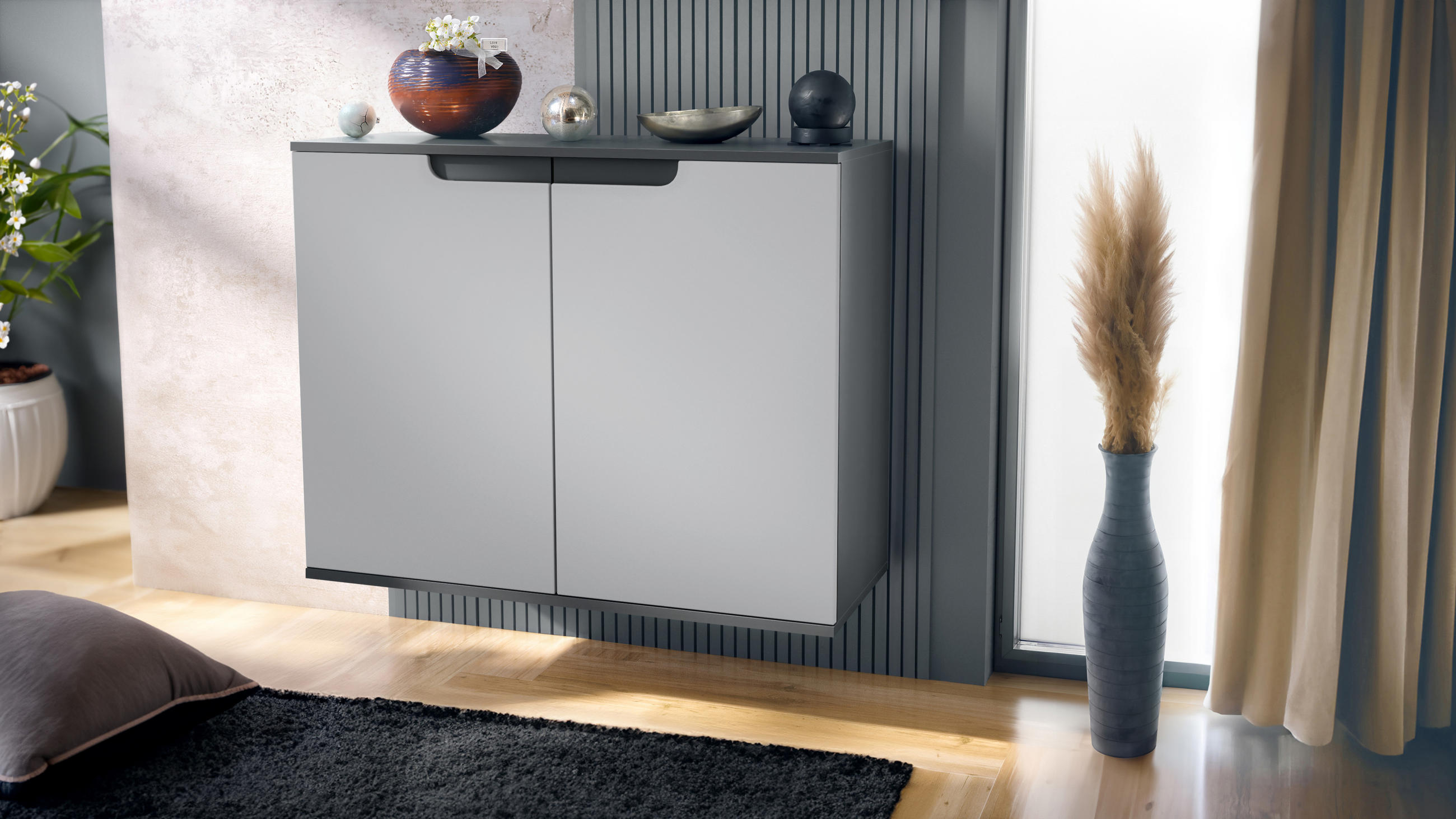 KOMMODE Sylt Hellgrau Seidenmatt - Greige, Holzwerkstoff (92.5/73.5/35cm) - Vladon