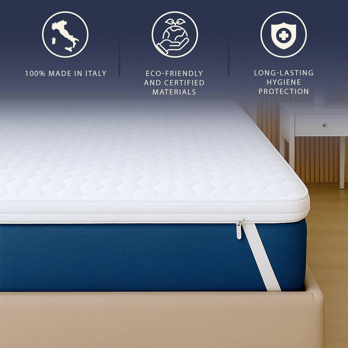 MATRATZENTOPPER 120x190 aus Memory Foam mit Höhe 5 cm | Atmungsaktiv und Hypoallergen - Weiß, Textil (120/190cm) - The White Stone