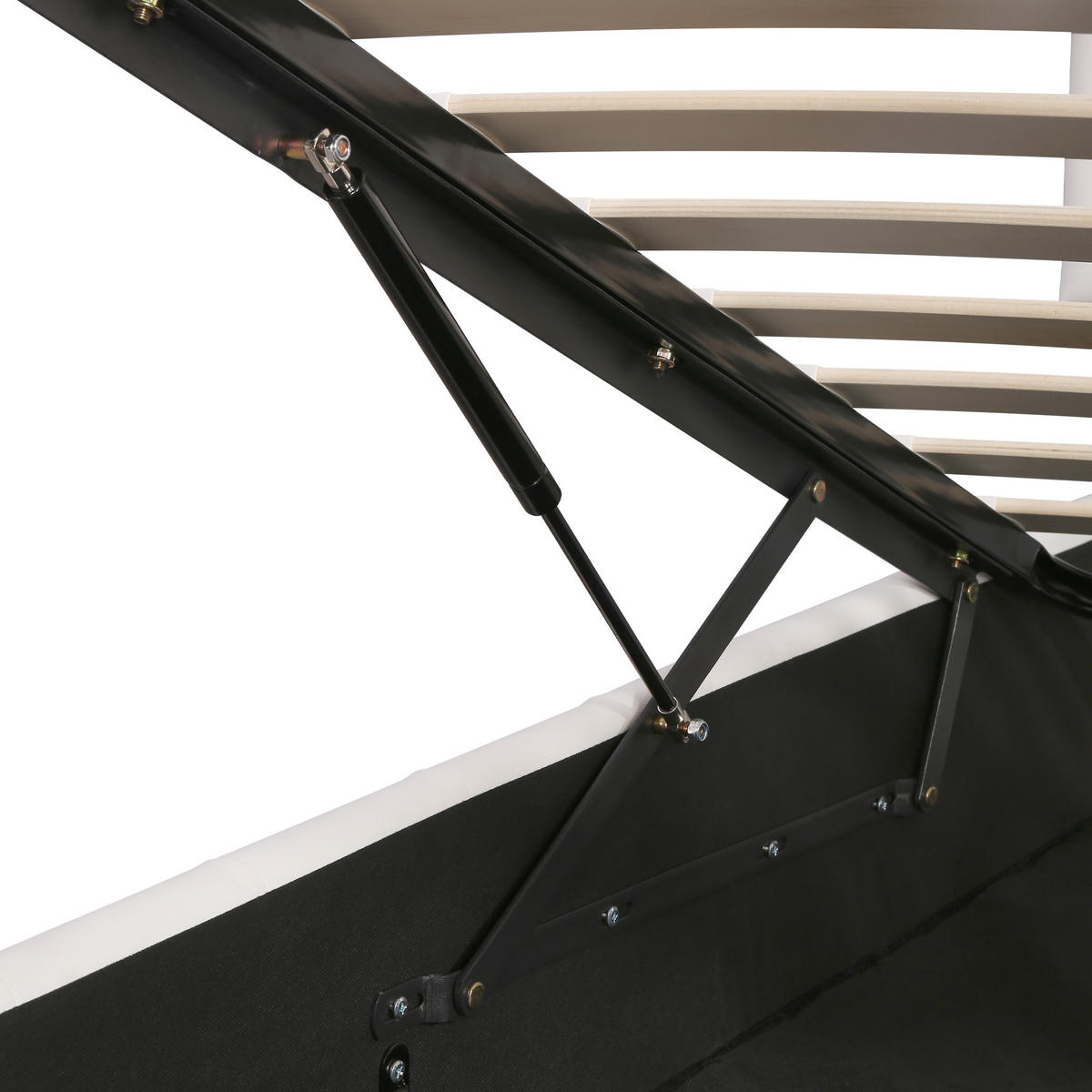 POLSTERBETT 140x200 Synthetik Leder Lychee Hydraulisch Weiß - Weiß, Leder - FLIEKS