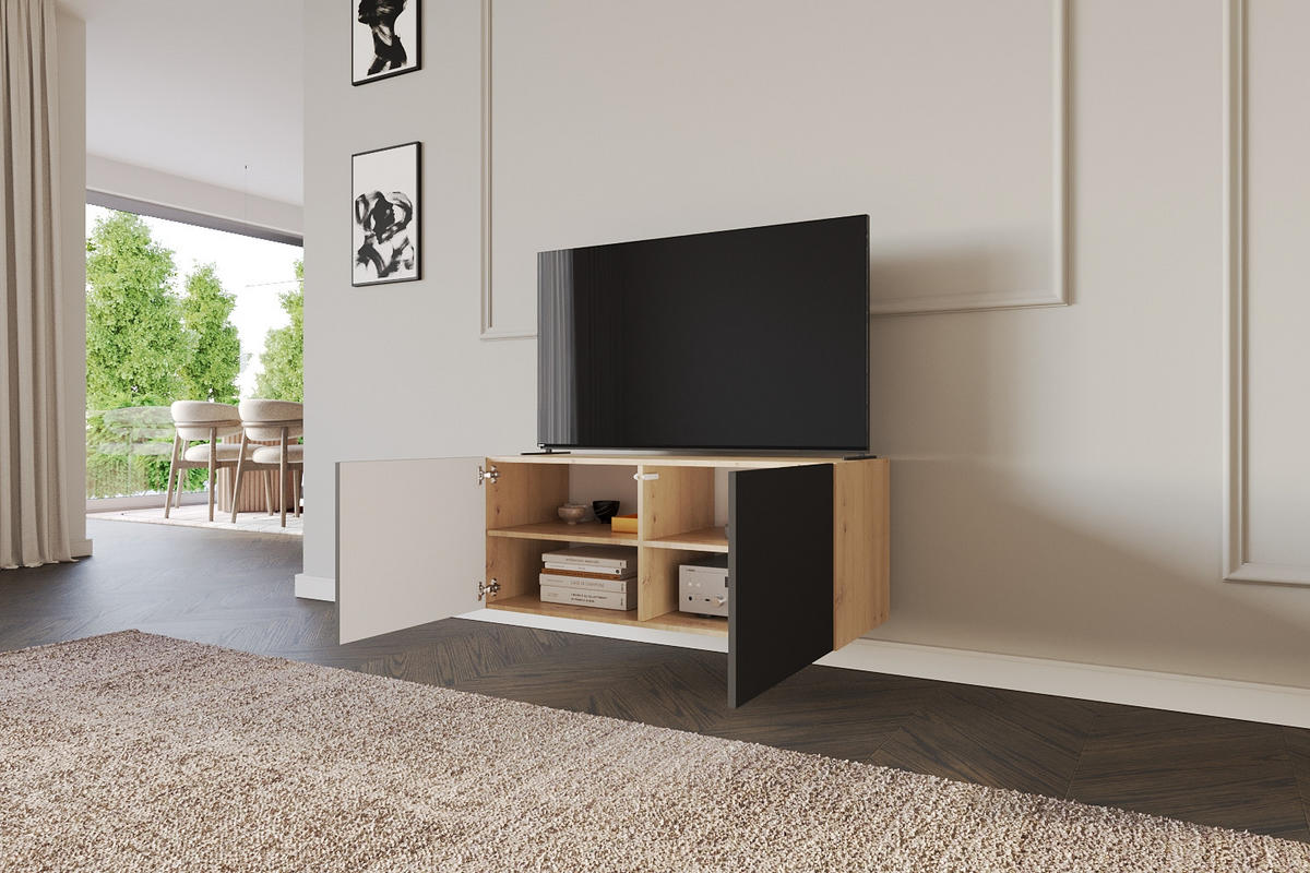 LOWBOARD ELIO-W 100x40x41 cm - Artisan / Schwarz - Eiche Artisan, Holzwerkstoff (100/40/41cm) - ALTDECOR