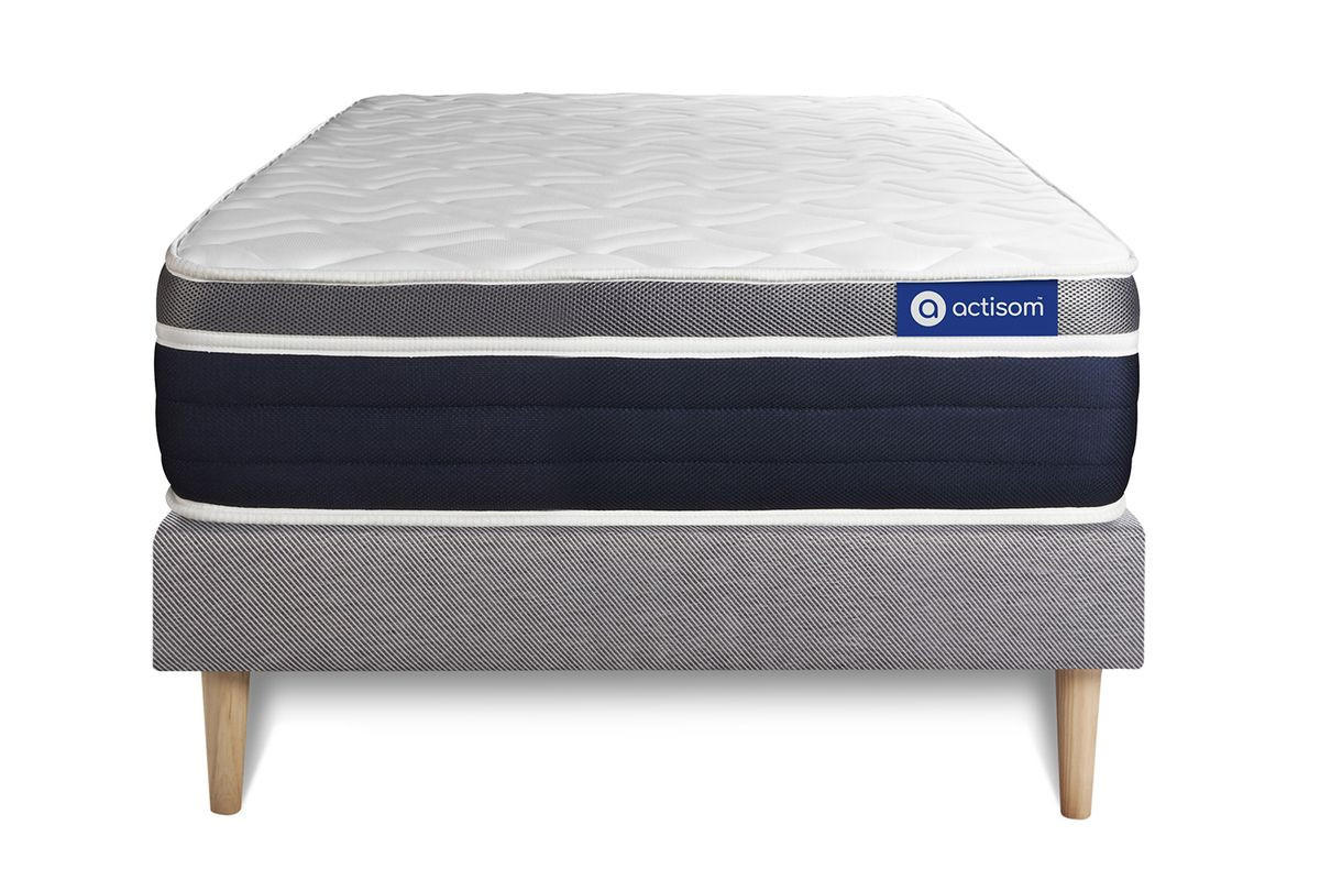 BETT Actimemo confort Memory-Schaum 90 x 190 cm h2 - Kit Bettgestell Grau - Beige/Grau, Karton/Holz (90/190cm) - ACTISOM