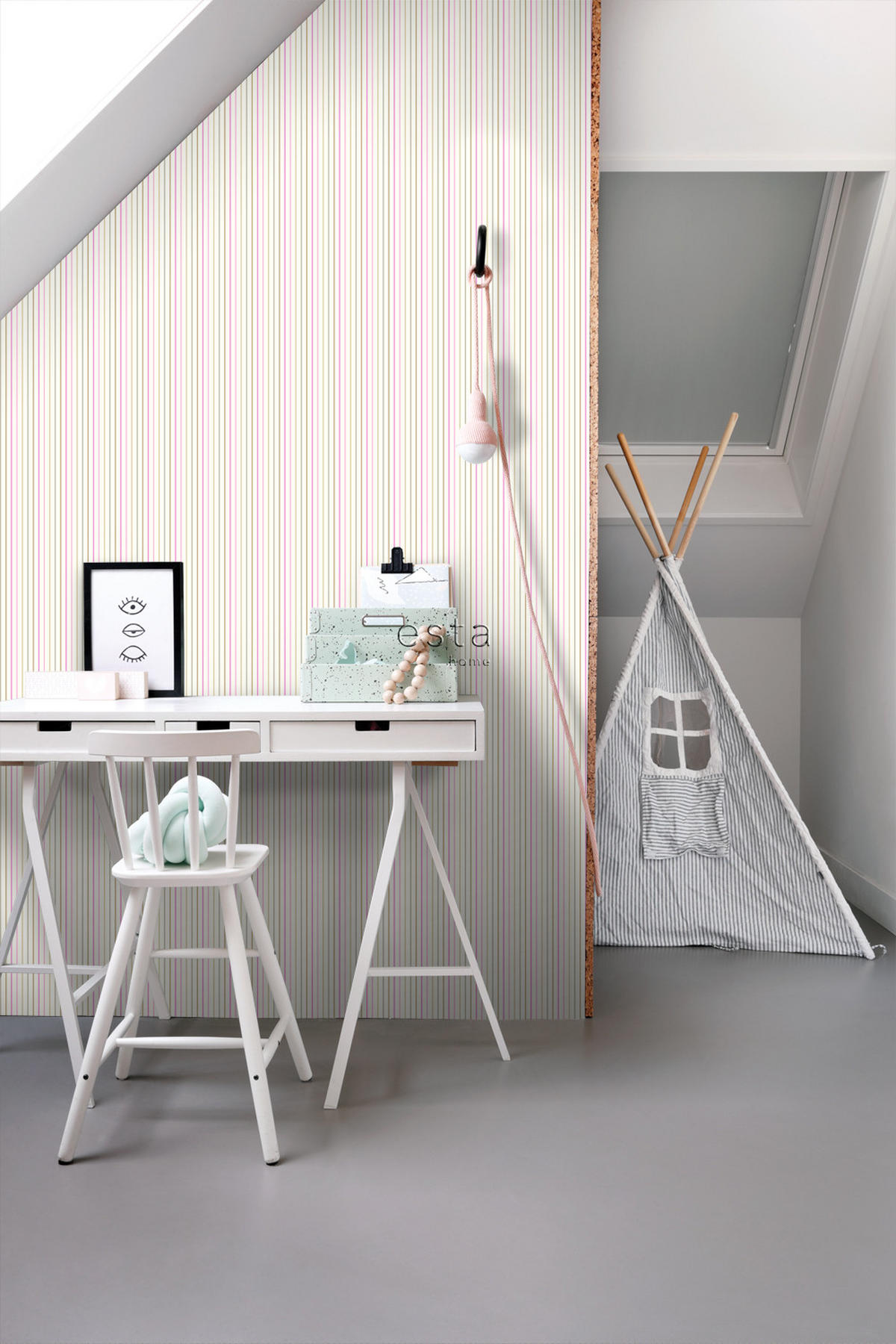 TAPETE Streifen 53 cm x 10.05 m - Pink, Papier (53/0.1cm) - ESTAhome