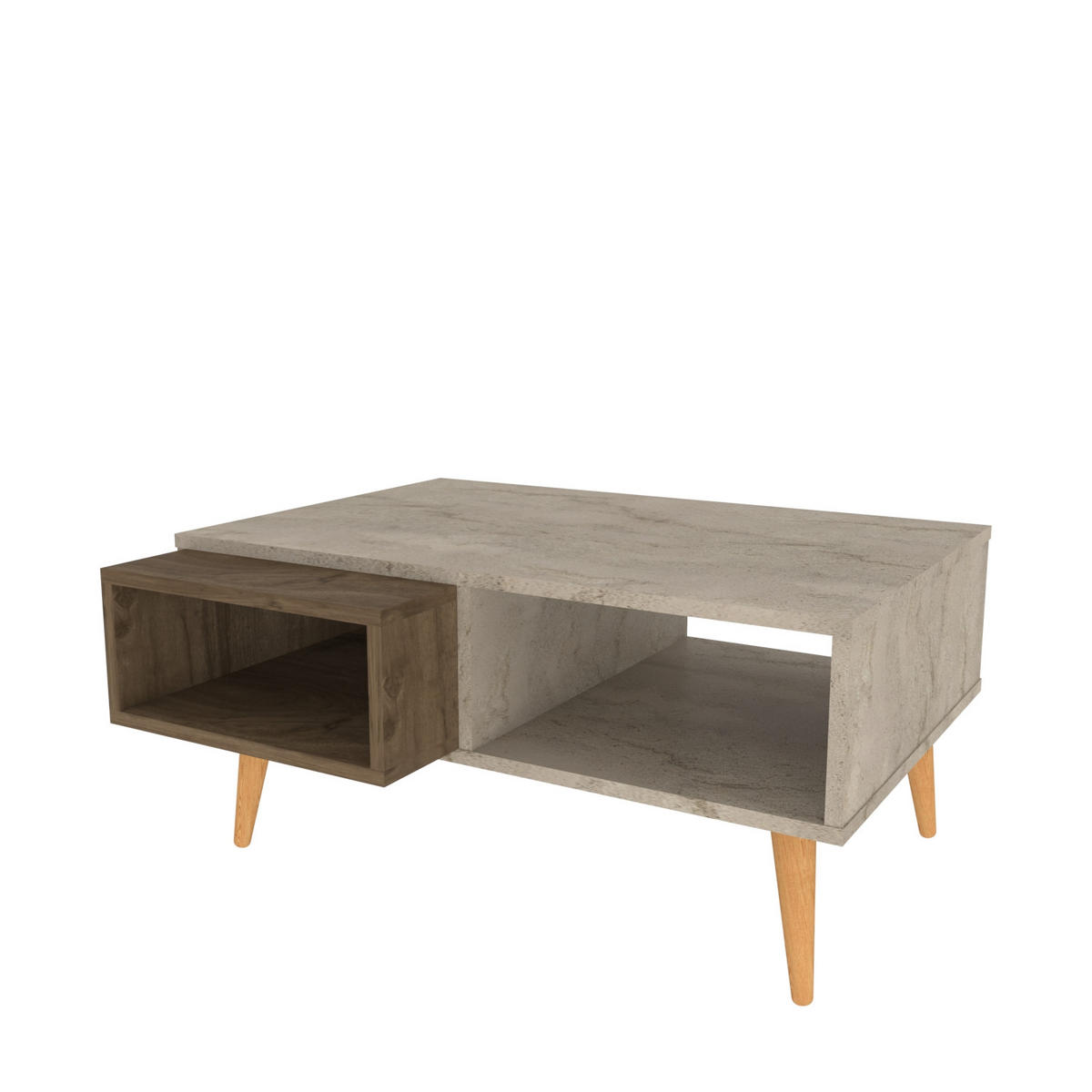 COUCHTISCH Oberon Travertin Walnuss - Beige, Holzwerkstoff (60/90/43cm) - Decorotika