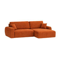 ECKSOFA Mit Schlaffunktion Ariel L, Cordstoff, Stoff Poso, Kupfer, Rechts - Orange, Holz (250/142cm) - Kaiser Möbel