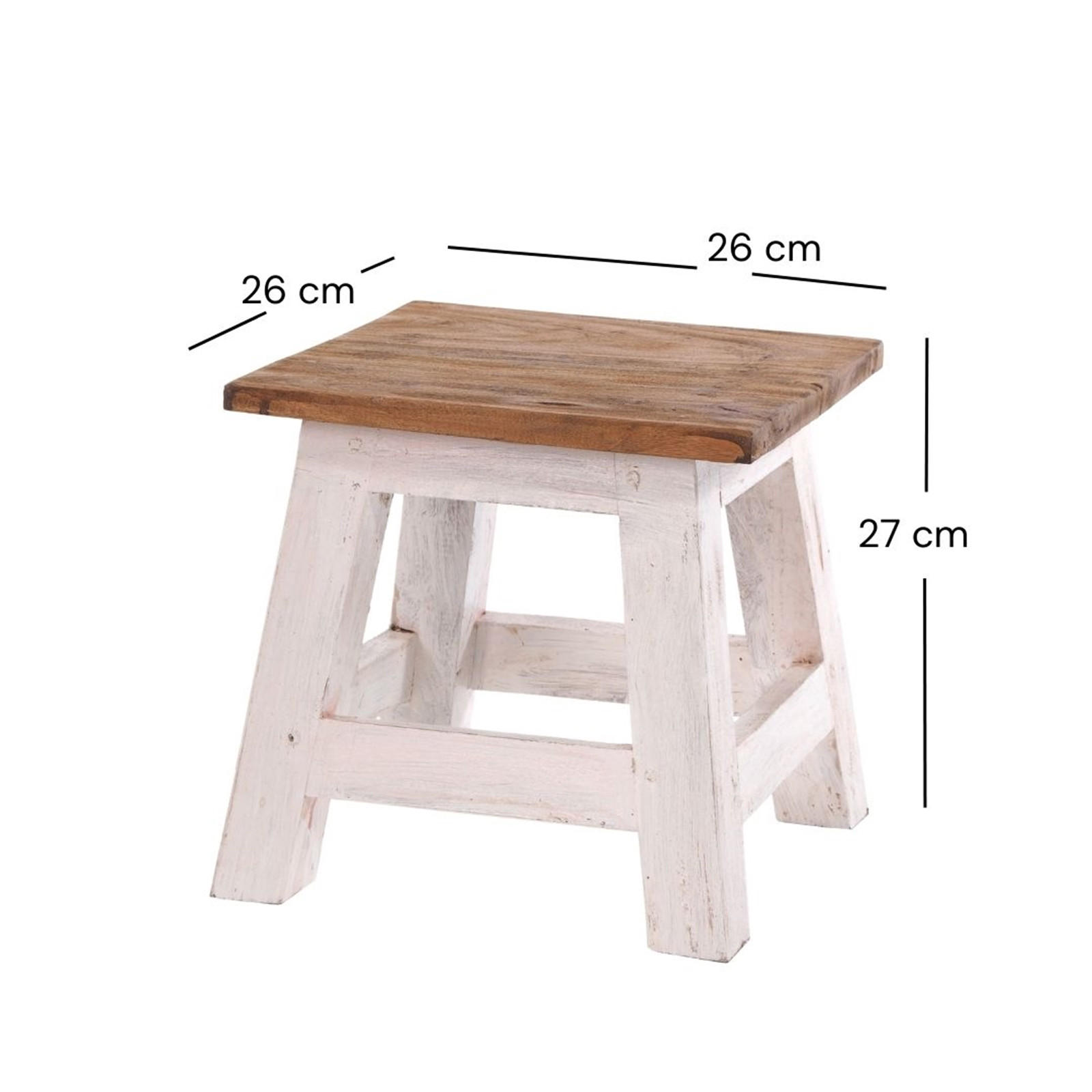 FUSSHOCKER PALO Mahagoni Recyclingholz 05 weiß-natur - Multicolor, Holz (26/27/26cm) - DESIGN DELIGHTS