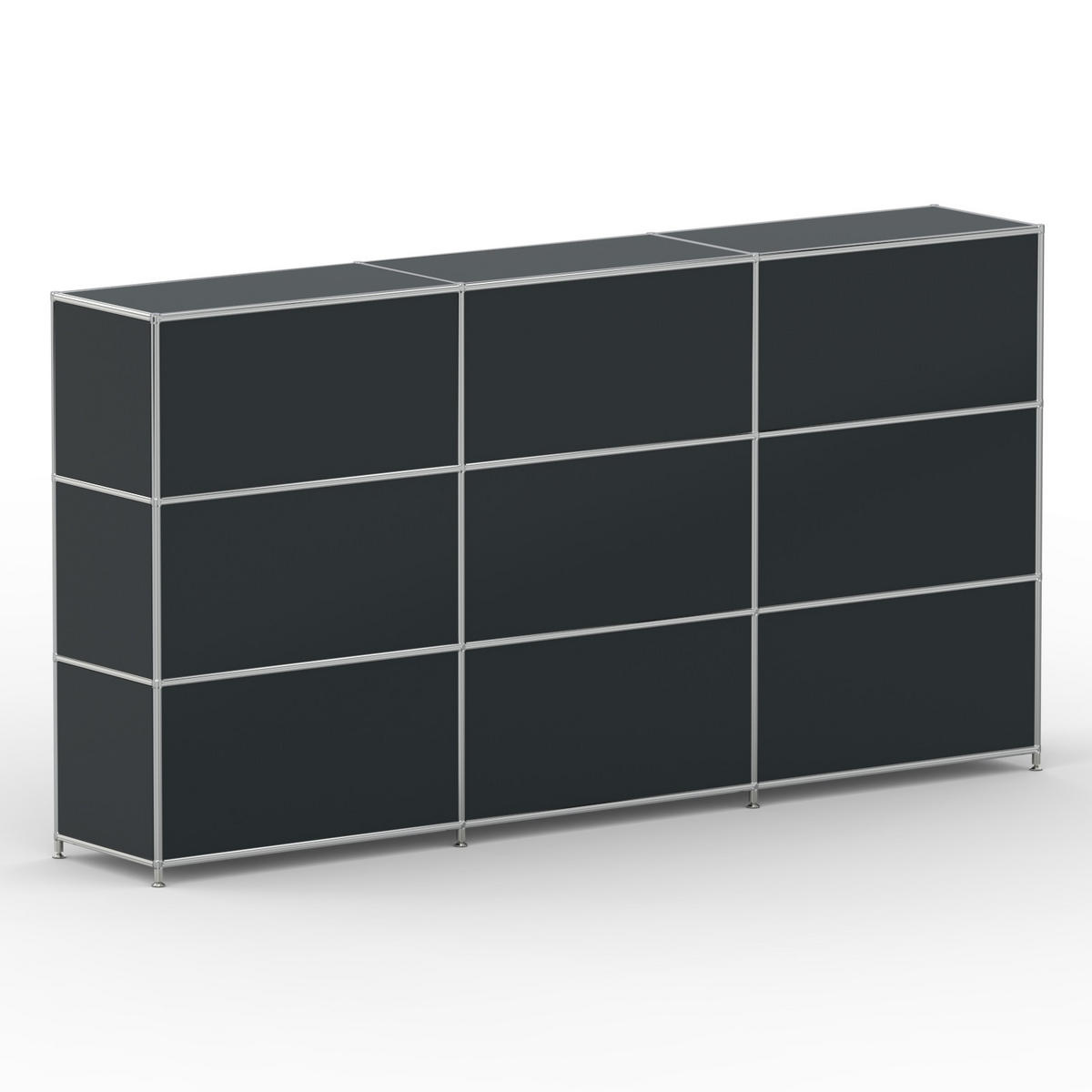 AKTENSCHRANK Büro, 9 offene Fächer, Breite 227 cm, Anthrazitgrau - Chromfarben/Grau, Metall (40/118/227.2cm) - Versee
