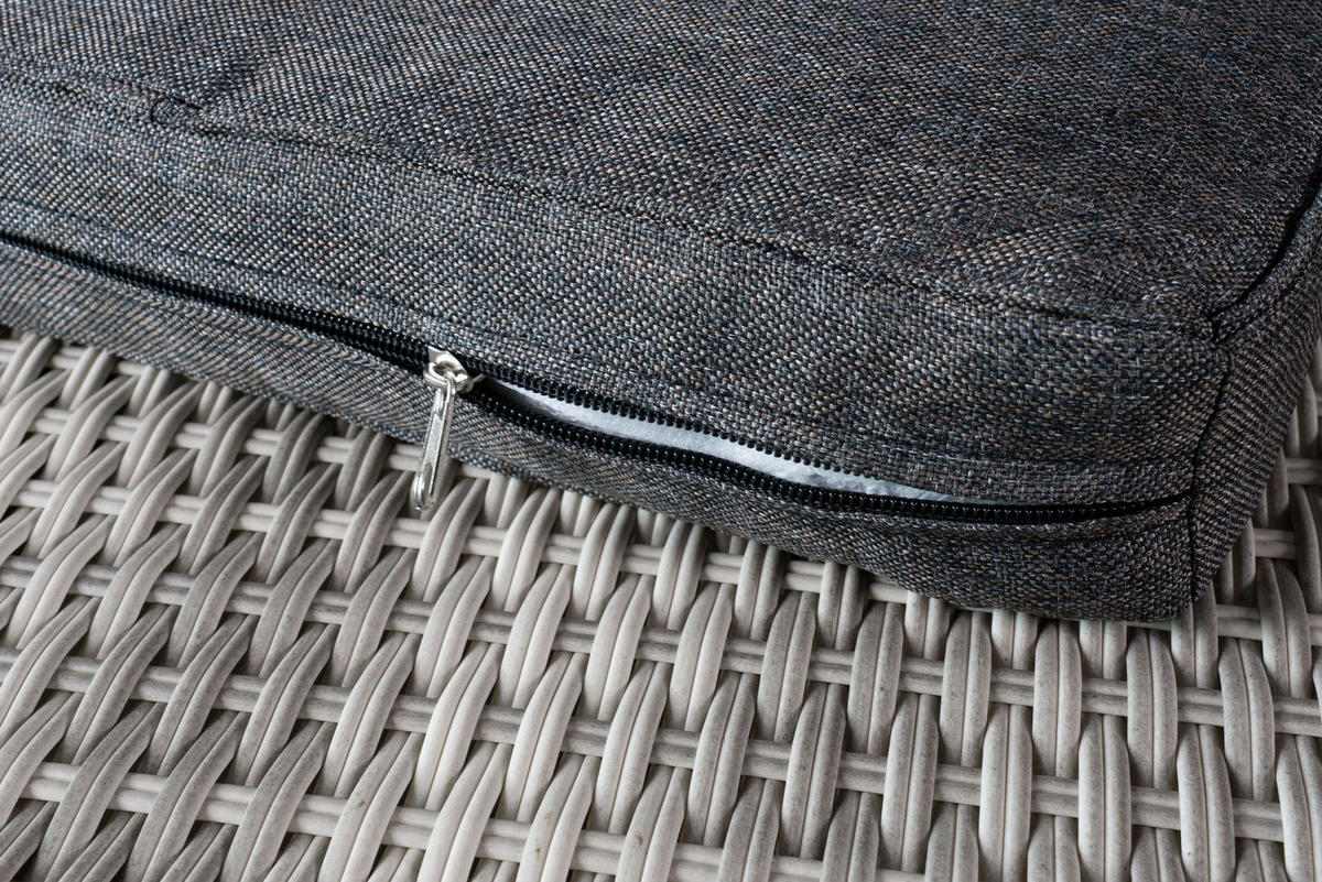 LOUNGESET Manila, Polyrattan, Weiß-Grau - Grau, Kunststoff/Metall - dasmöbelwerk