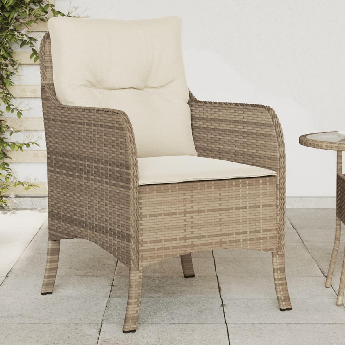 GARTENSTÜHLE Mit Kissen 2 Stk. Beige Poly Rattan - Beige, Kunststoff (67/86/58.5cm) - vidaXL