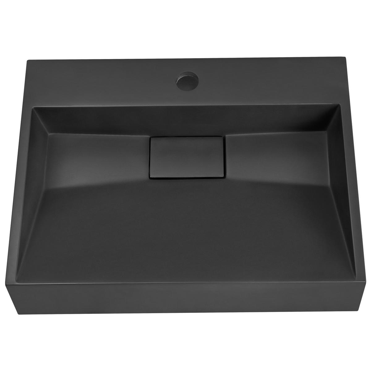 HÄNGEWASCHBECKEN QUENKO 50 x 38 cm Mineralguss Schwarz - Schwarz, Naturmaterialien (50/12/38cm) - Beliani