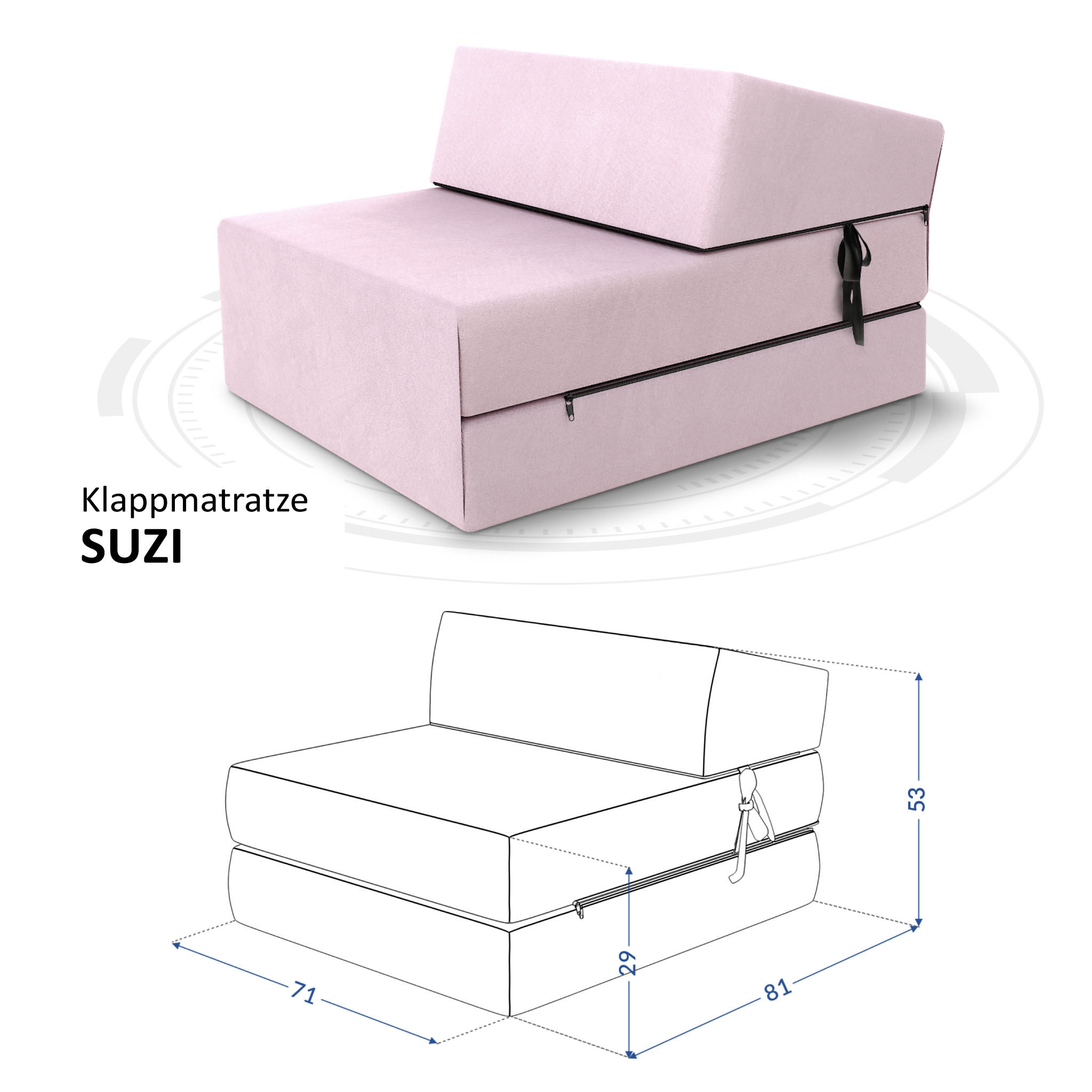 KLAPPMATRATZE SUZI - Rosa, Textil (70/200cm) - FDM