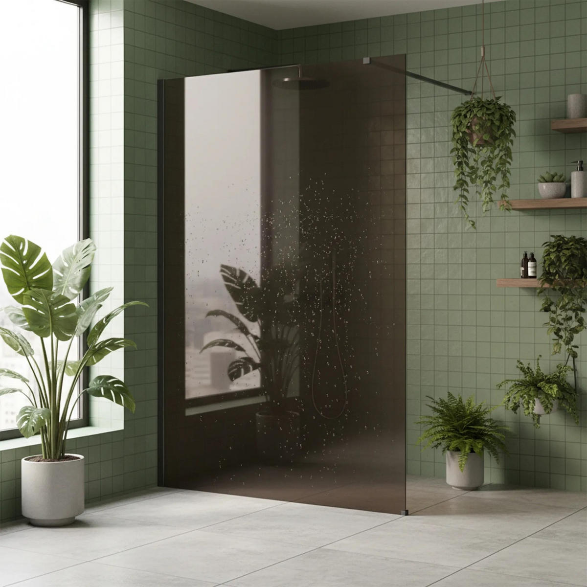 DUSCHWAND Rea Flexi Brown / Titan 130 - Titanfarben, Glas (120/130/195cm) - REA
