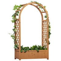 HOCHBEET DE-12124 mit Rankgitter 83/36/152 cm mit Lattenboden Natur - Braun, Holz (83/152/36cm) - ComfortXL