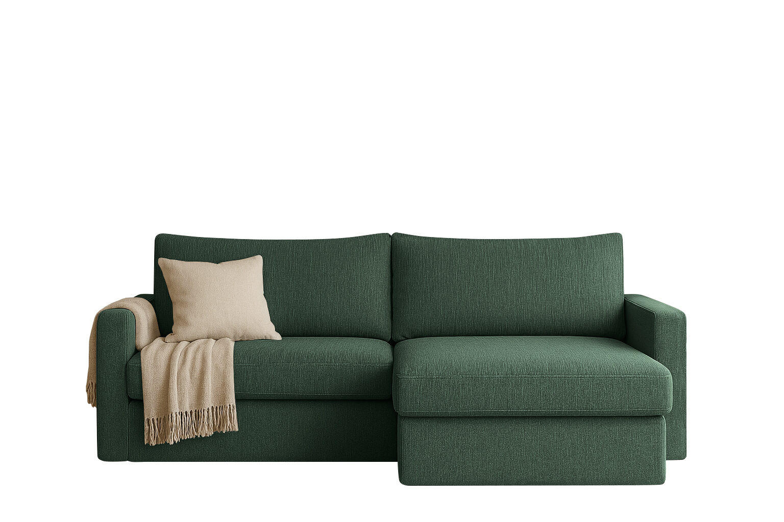 ECKSOFA Mit Schlaffunktion Und Bettzeugablage LUBEKA Stoff Faro Grün Rechts - Grün, Holz (224/147cm) - Kaiser Möbel