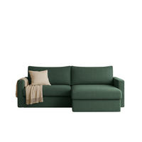 ECKSOFA Mit Schlaffunktion Und Bettzeugablage LUBEKA Stoff Faro Grün Rechts - Grün, Holz (224/147cm) - Kaiser Möbel