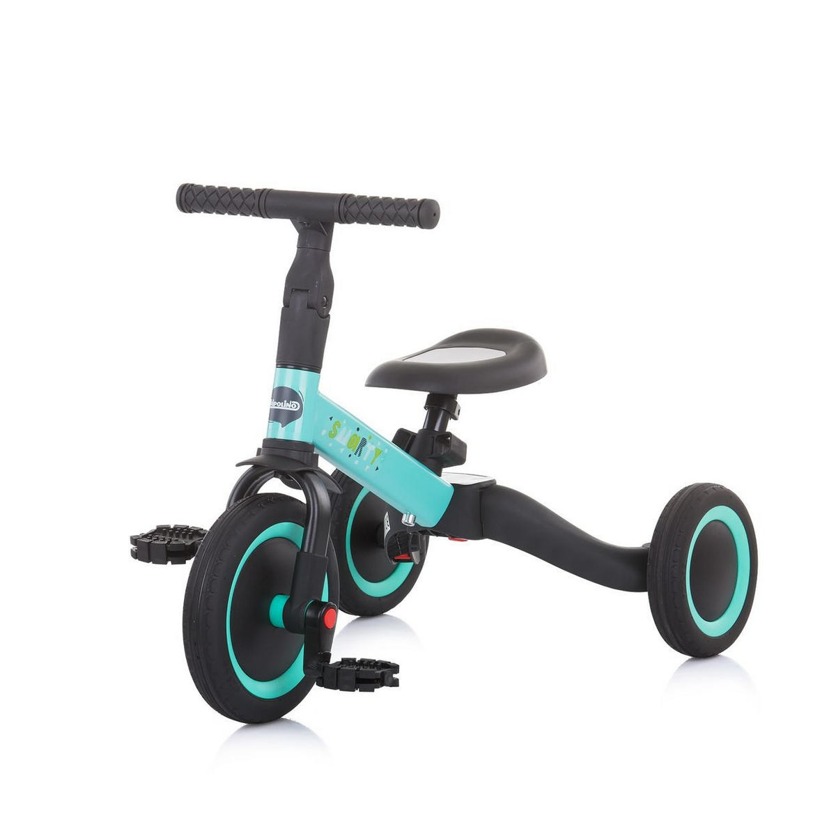 DREIRAD Smarty 2 in 1 grün Laufrad Gummireifen umbaubar Pedale verstellbar - Schwarz, Metall (67/46/52cm) - Chipolino