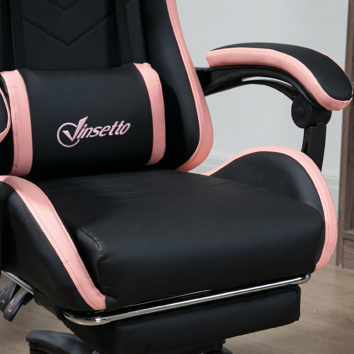 BÜROSTUHL Schwarz+Rosa Kunstleder, Schaumstoff, Nylon, Stahl 65xx65x129 xm - Schwarz, Kunststoff (65/129/65cm) - DESIGN IN