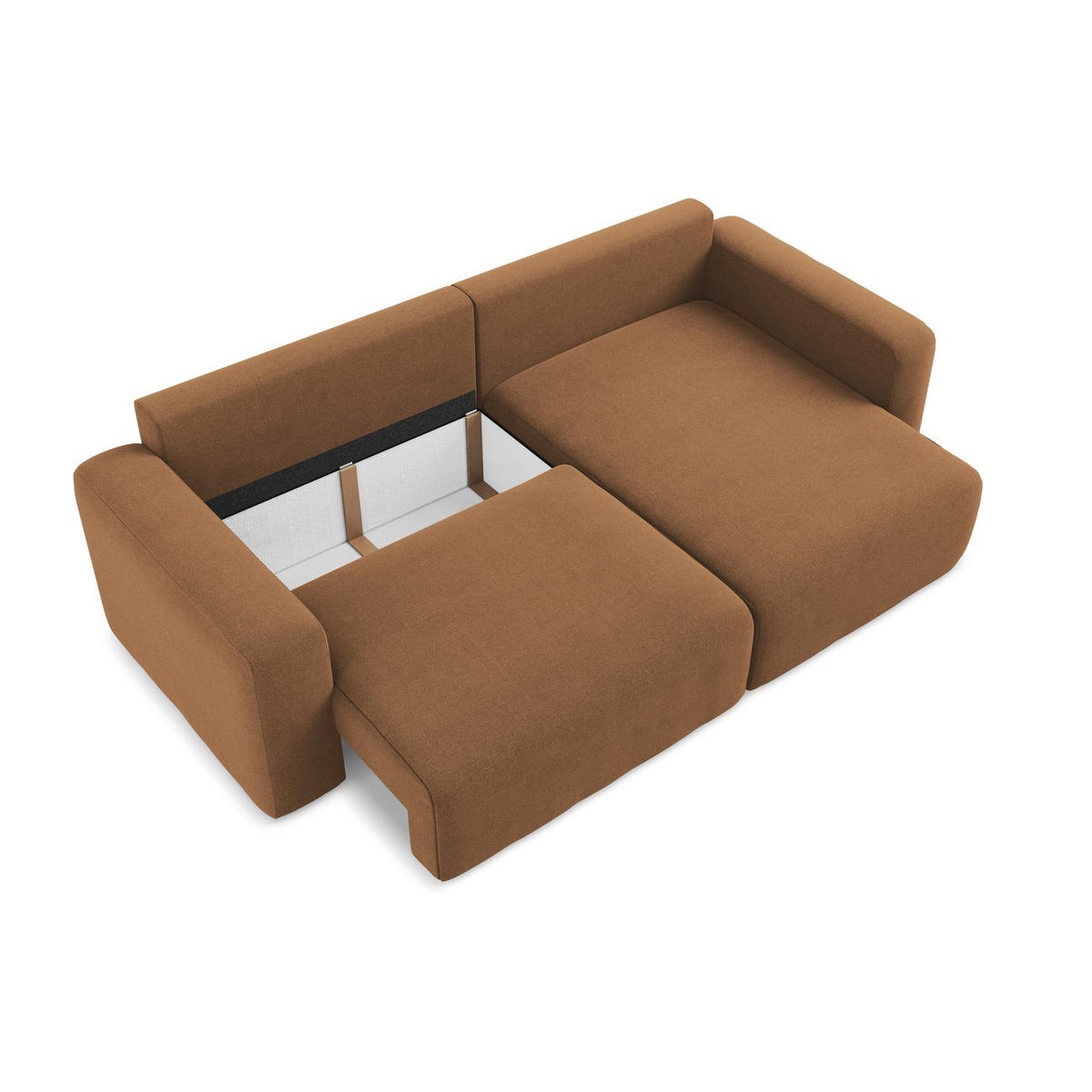 ECKSOFA mit Schlaffunktion rechts Strukturstoff Stoff Orange - Beige/Terracotta, Kunststoff/Textil (244/149cm) - LaMiaSofa