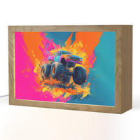 NACHTTISCHLAMPE Monstertruck - Abstrakt - Farbspritzer - Farbenfroh 30x20 cm - Pink, Holzwerkstoff (8/30/20cm)