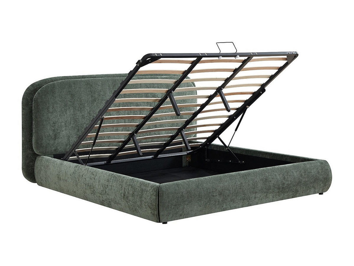 BETT mit Bettkasten - 2 Personen - Stoff - Grün - - Grün, Textil (160/200cm) - Vente-Unique