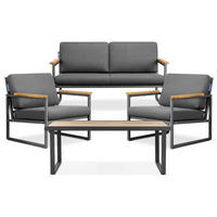 GARTENSET TRIBO Industriestil für 4 Personen, Anthrazitfarbenes - Anthrazit/Grau, Metall - KONSIMO®
