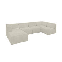 WOHNLANDSCHAFT Ottomane Links MOVO-L 345x180x78 cm Cream Cord - Creme, Holzwerkstoff/Kunststoff (345/78/180cm) - ALTDECOR